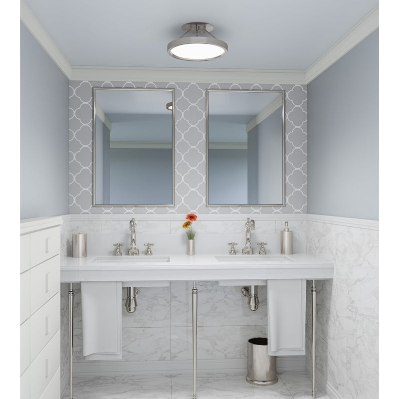 Quoizel Outskirts LED 11" Semi-Flush Mount, Nickel/White