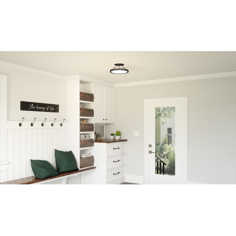 Quoizel Outskirts LED 11" Semi-Flush Mount, Black/White Acrylic