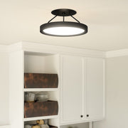 Quoizel Outskirts LED 11" Semi-Flush Mount, Black/White Acrylic