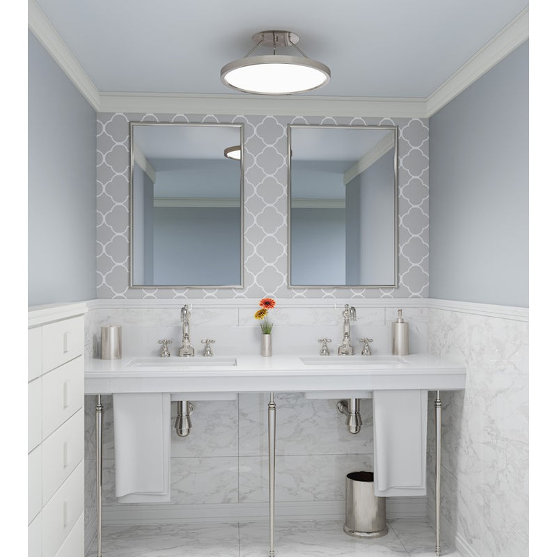 Quoizel Outskirts LED 15" Semi-Flush Mount, Nickel/White Acrylic