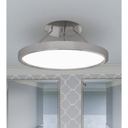 Quoizel Outskirts LED 15" Semi-Flush Mount, Nickel/White Acrylic