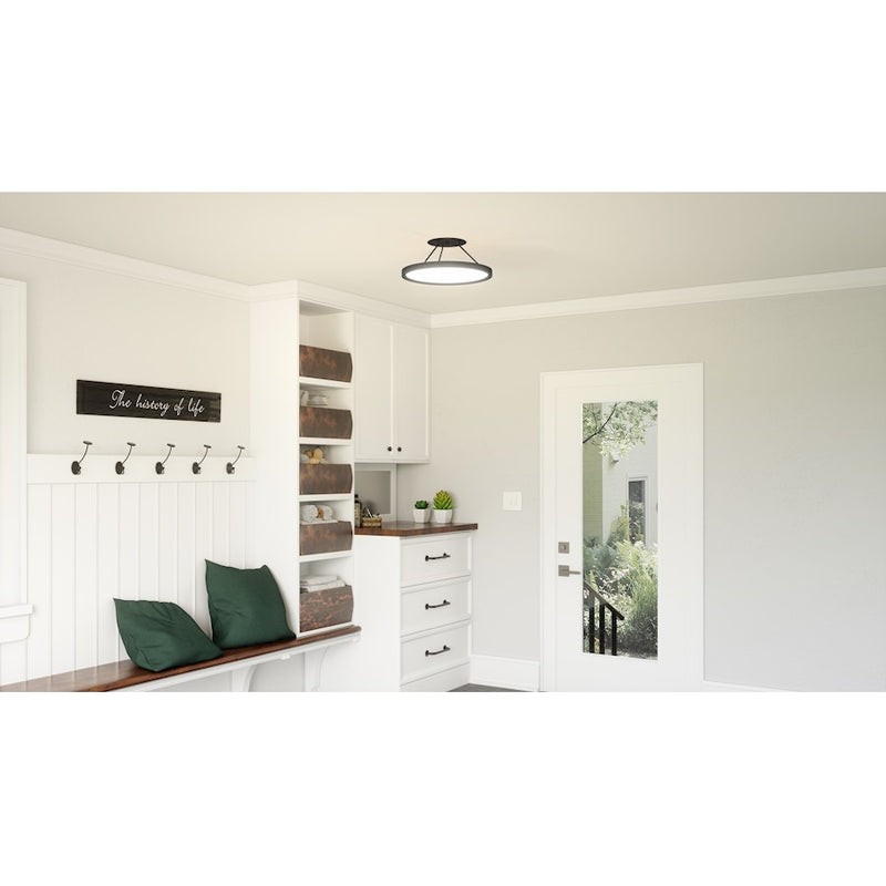 Quoizel Outskirts LED 15" Semi-Flush Mount, Black/White Acrylic