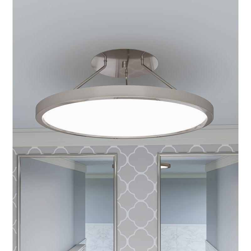 Quoizel Outskirts LED 20" Semi-Flush Mount, Nickel/White Acrylic