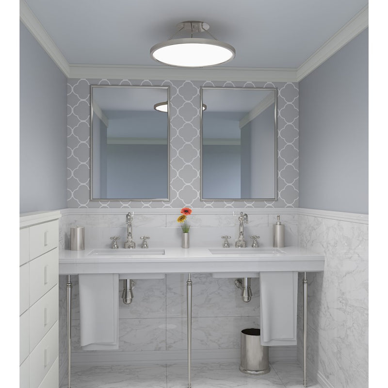 Quoizel Outskirts LED 20" Semi-Flush Mount, Nickel/White Acrylic