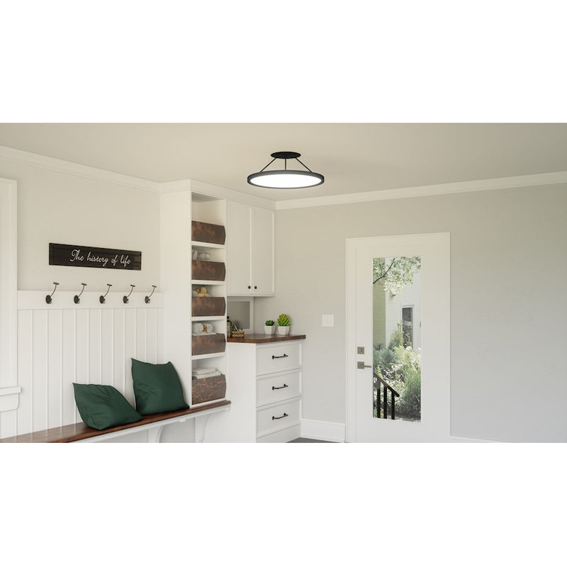 Quoizel Outskirts LED 20" Semi-Flush Mount, Black/White Acrylic
