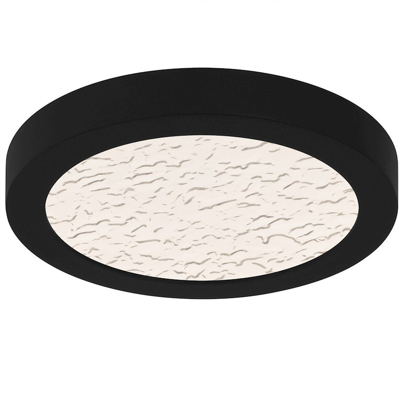 Quoizel Outskirts LED 8" Flush Mount, Black/Clear Textured Acrylic