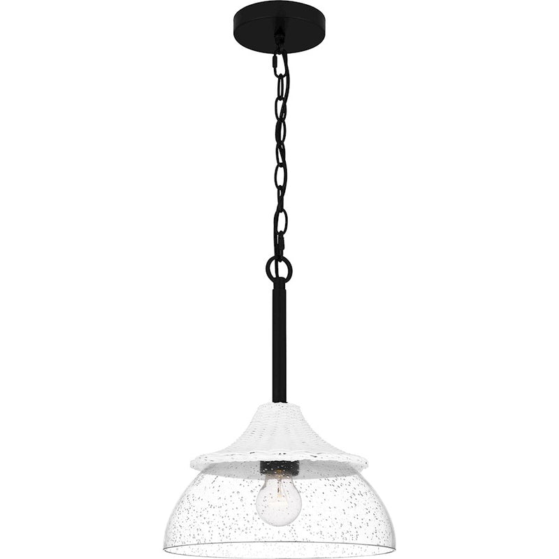 Quoizel Otten 1 Light Mini Pendant, Matte Black/Clear Seedy
