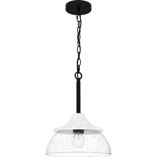Quoizel Otten 1 Light Mini Pendant, Matte Black/Clear Seedy