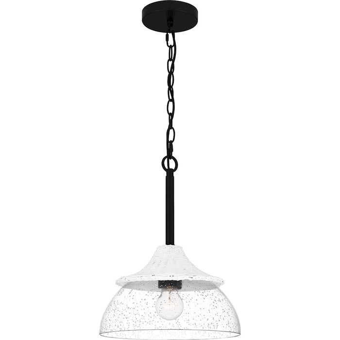 Quoizel Otten 1 Light Mini Pendant, Matte Black/Clear Seedy