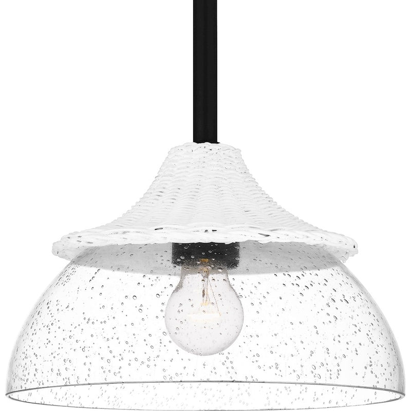 Quoizel Otten 1 Light Mini Pendant, Matte Black/Clear Seedy