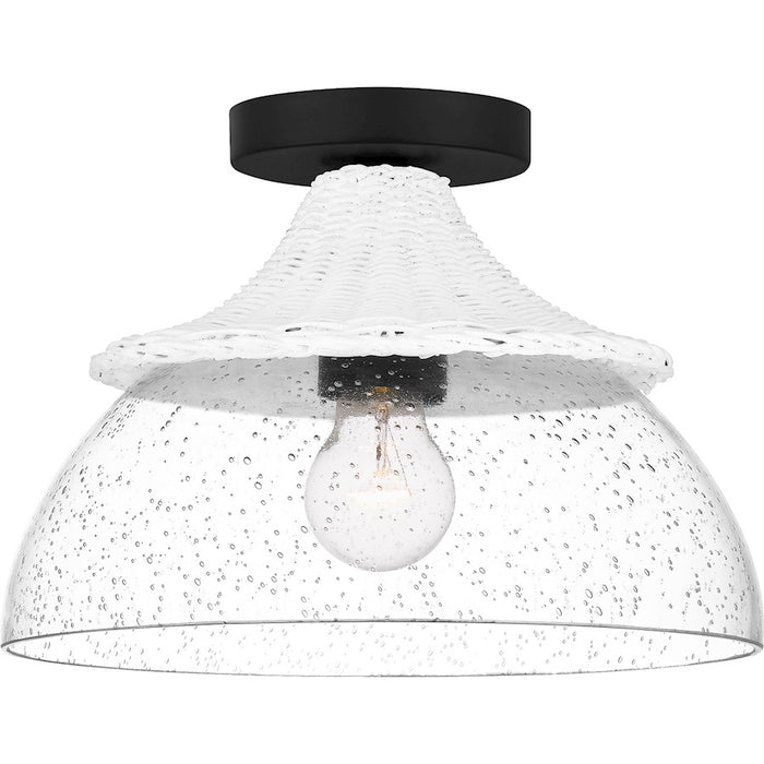 Quoizel Otten 1 Light Semi-Flush Mount, Matte Black/Clear Seedy
