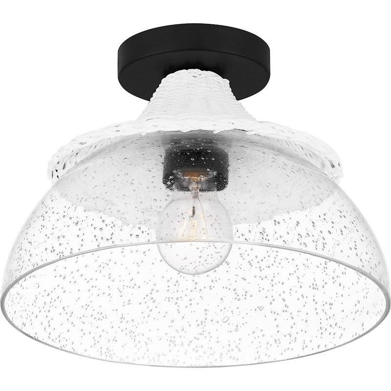 Quoizel Otten 1 Light Semi-Flush Mount, Matte Black/Clear Seedy