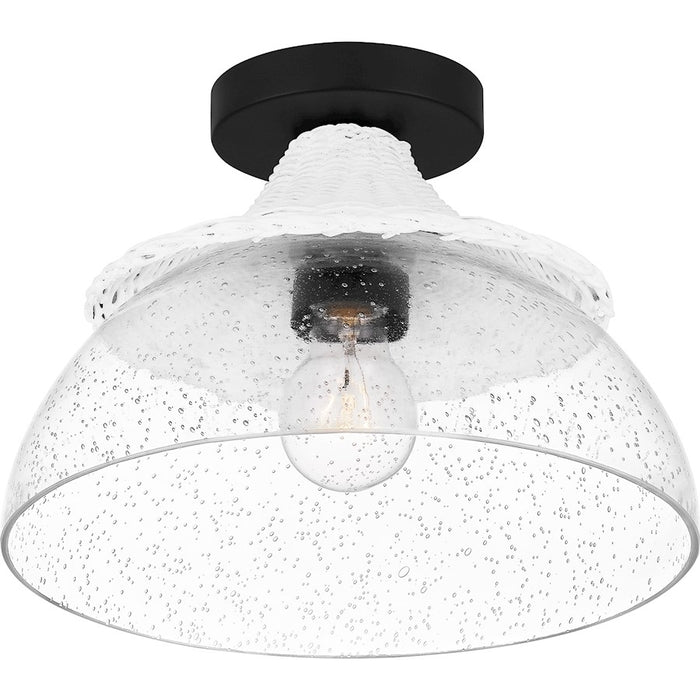Quoizel Otten 1 Light Semi-Flush Mount, Matte Black/Clear Seedy