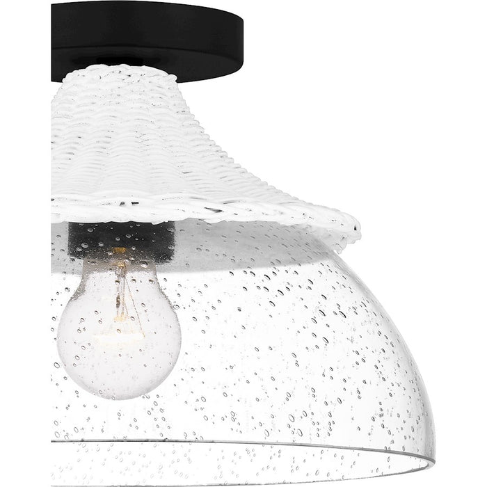 Quoizel Otten 1 Light Semi-Flush Mount, Matte Black/Clear Seedy