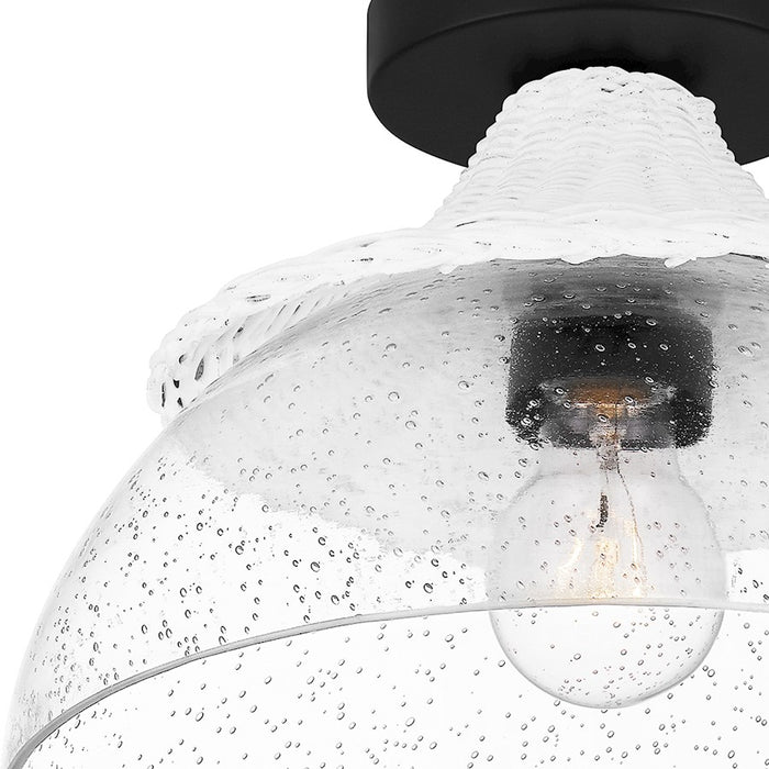Quoizel Otten 1 Light Semi-Flush Mount, Matte Black/Clear Seedy