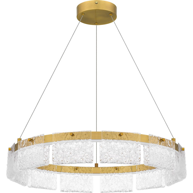 Quoizel Alice Integrated LED Pendant, Gold/Clear Hammered Acylic