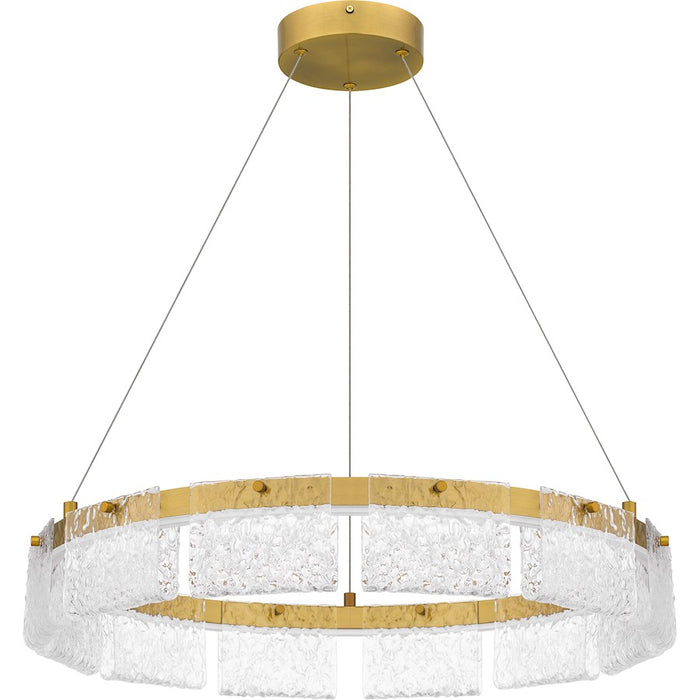 Quoizel Alice Integrated LED Pendant, Gold/Clear Hammered Acylic