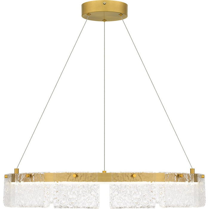 Quoizel Alice Integrated LED Pendant, Gold/Clear Hammered Acylic