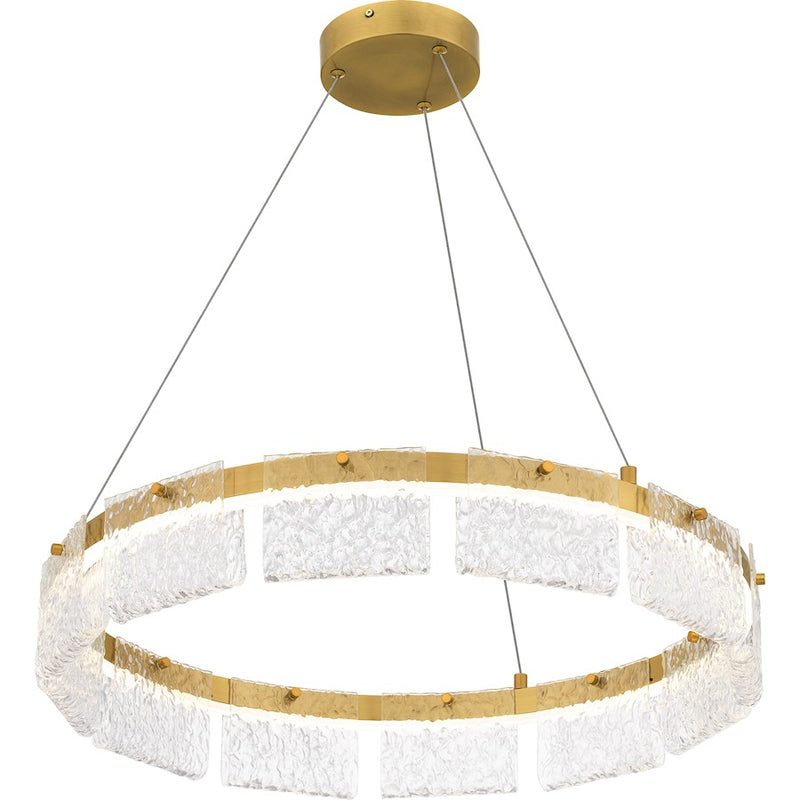 Quoizel Alice Integrated LED Pendant, Gold/Clear Hammered Acylic