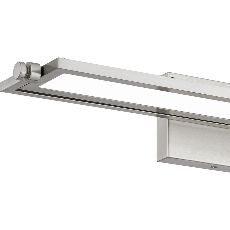 Quoizel Astro 26in LED Bath Light | Contemporary Brushed Nickel Steel | Bathroom Vanity & Powder Room | 26.25 x 6 x 4.5 in | Model PCASO8526BN