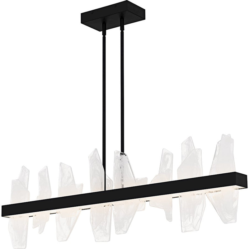 Quoizel Aurelia Light Island Light, Matte Black/White Swirl Glass - PCAUR142MBK