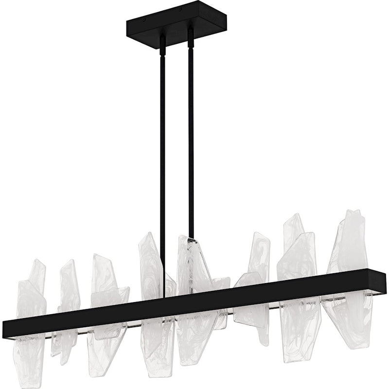 Quoizel Aurelia Light Island Light, Matte Black/White Swirl Glass