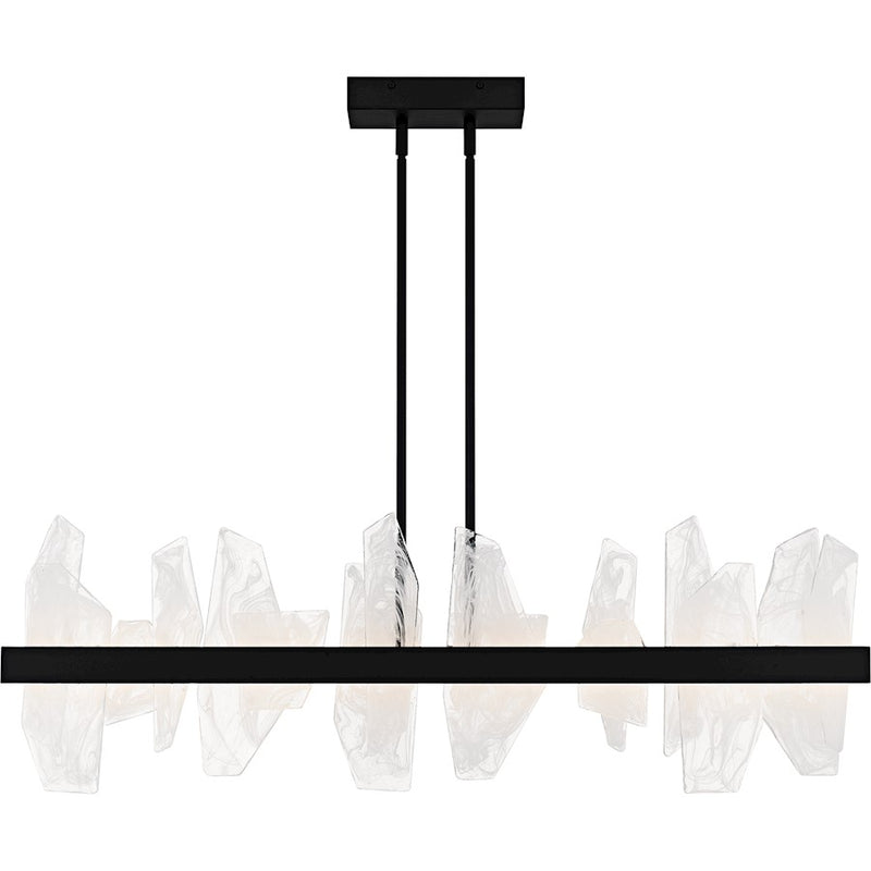 Quoizel Aurelia Light Island Light, Matte Black/White Swirl Glass