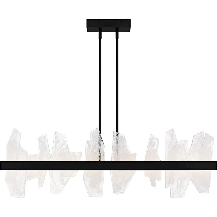 Quoizel Aurelia Light Island Light, Matte Black/White Swirl Glass