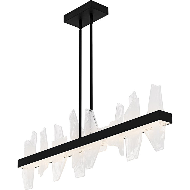 Quoizel Aurelia Light Island Light, Matte Black/White Swirl Glass