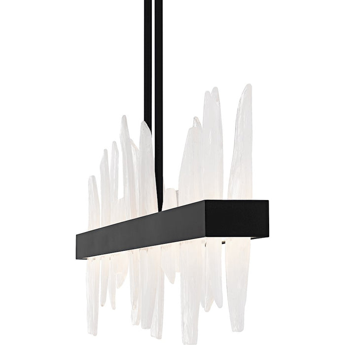 Quoizel Aurelia Light Island Light, Matte Black/White Swirl Glass