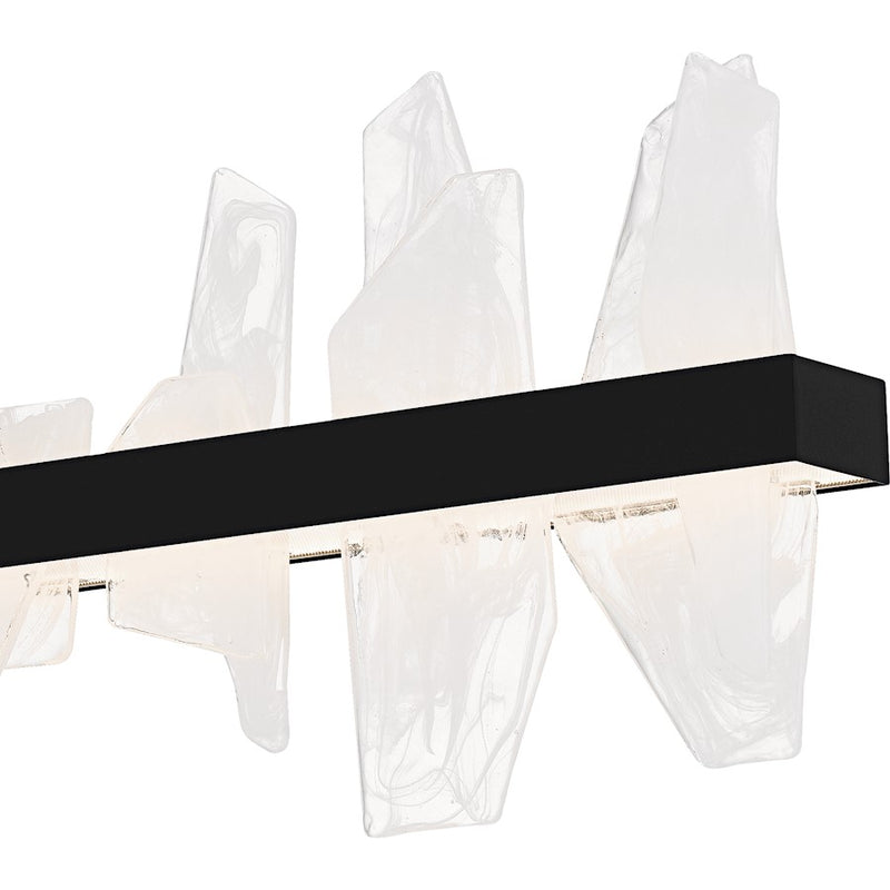 Quoizel Aurelia Light Island Light, Matte Black/White Swirl Glass