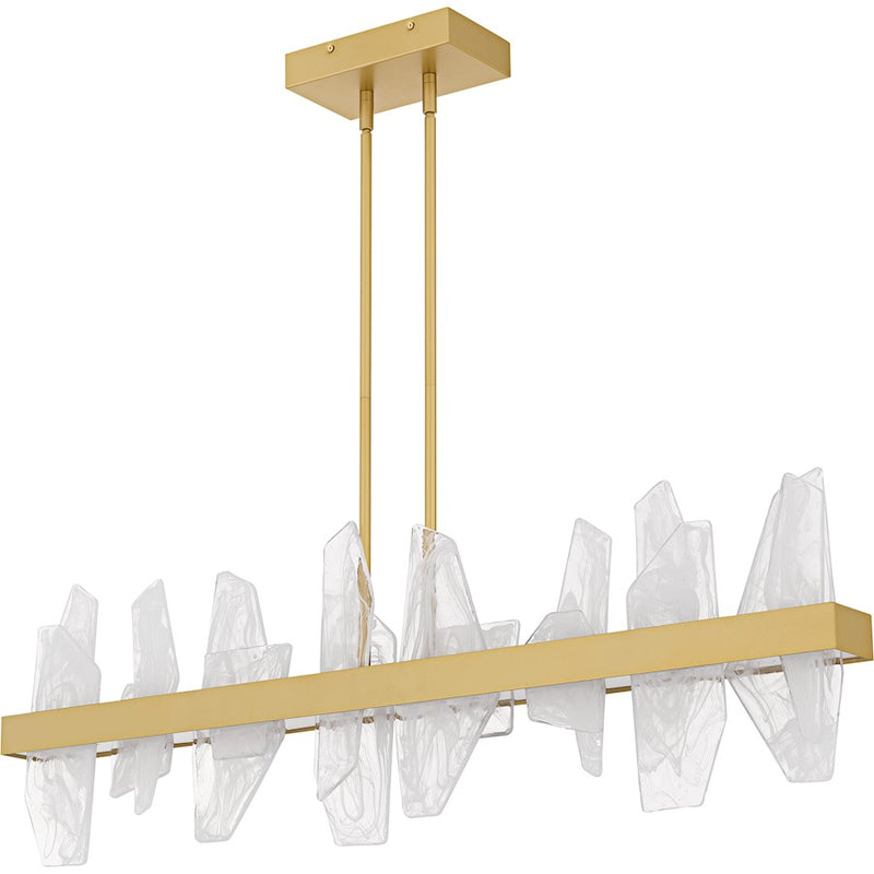 Quoizel Aurelia Light Island Light, Soft Gold/White Swirl Glass