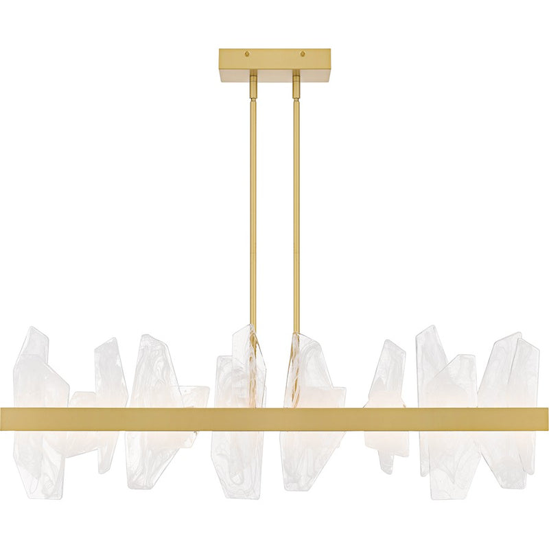 Quoizel Aurelia Light Island Light, Soft Gold/White Swirl Glass