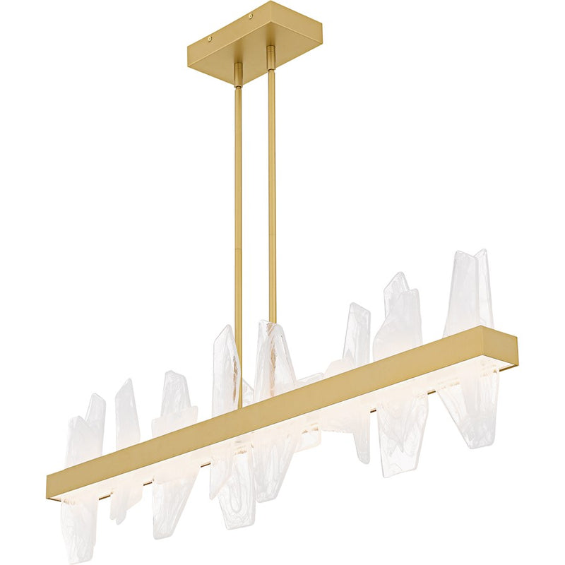 Quoizel Aurelia Light Island Light, Soft Gold/White Swirl Glass