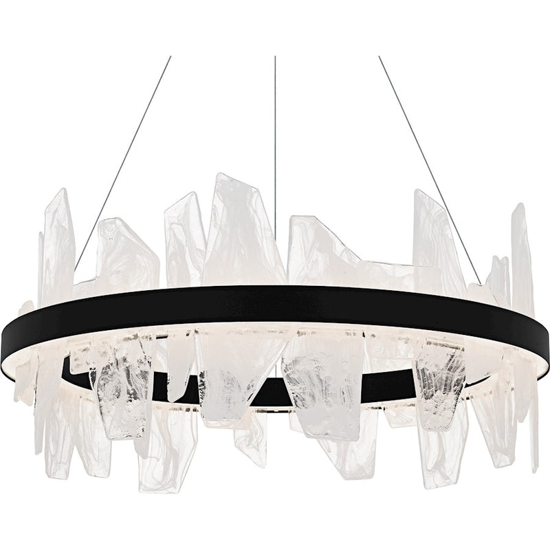 Quoizel Aurelia Light Chandelier, Matte Black/White Swirl Glass