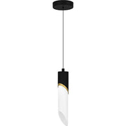 Quoizel Alys 1Light Mini Pendant, Matte Black/Alabaster Glass - PCAYS1503MBK