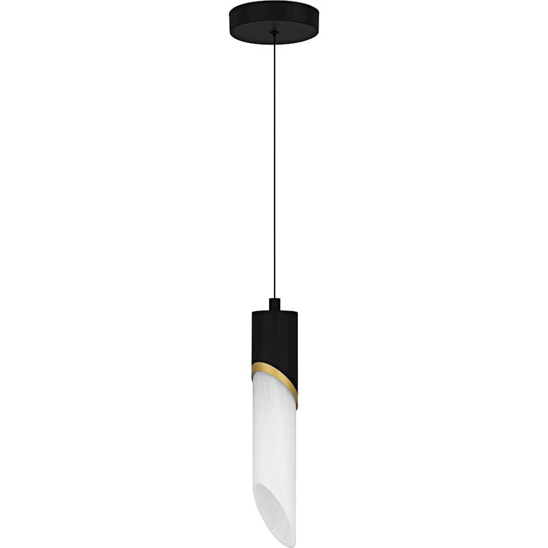 Quoizel Alys 1Light Mini Pendant, Matte Black/Alabaster Glass