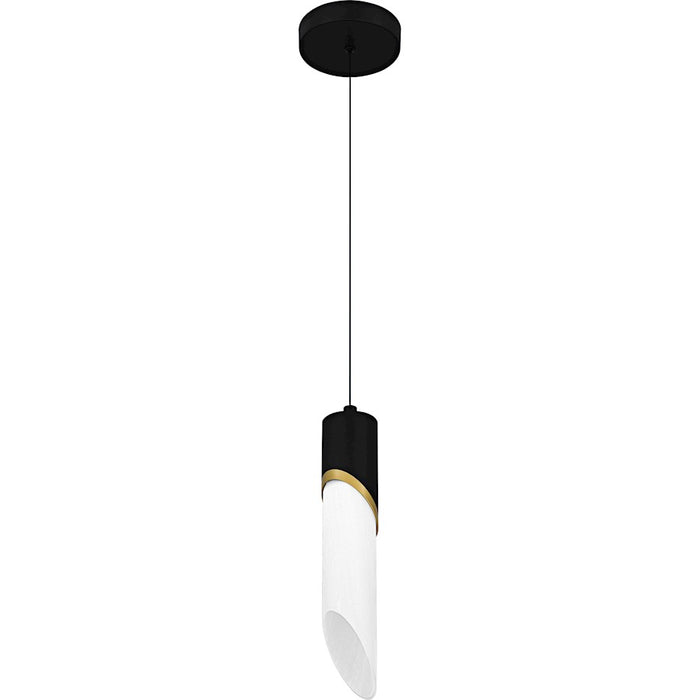 Quoizel Alys 1Light Mini Pendant, Matte Black/Alabaster Glass
