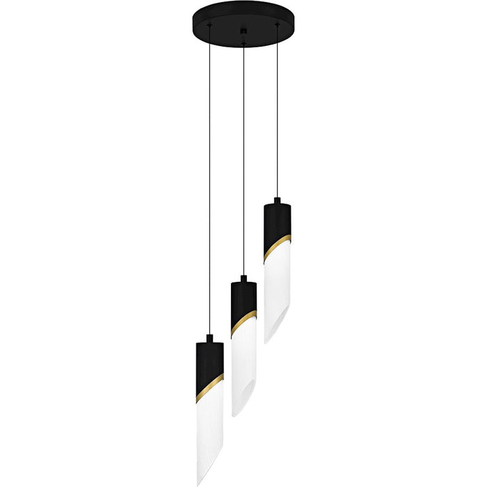 Quoizel Alys 3Light Pendant, Matte Black/Alabaster Glass