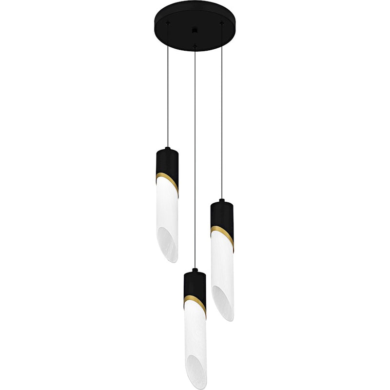 Quoizel Alys 3Light Pendant, Matte Black/Alabaster Glass