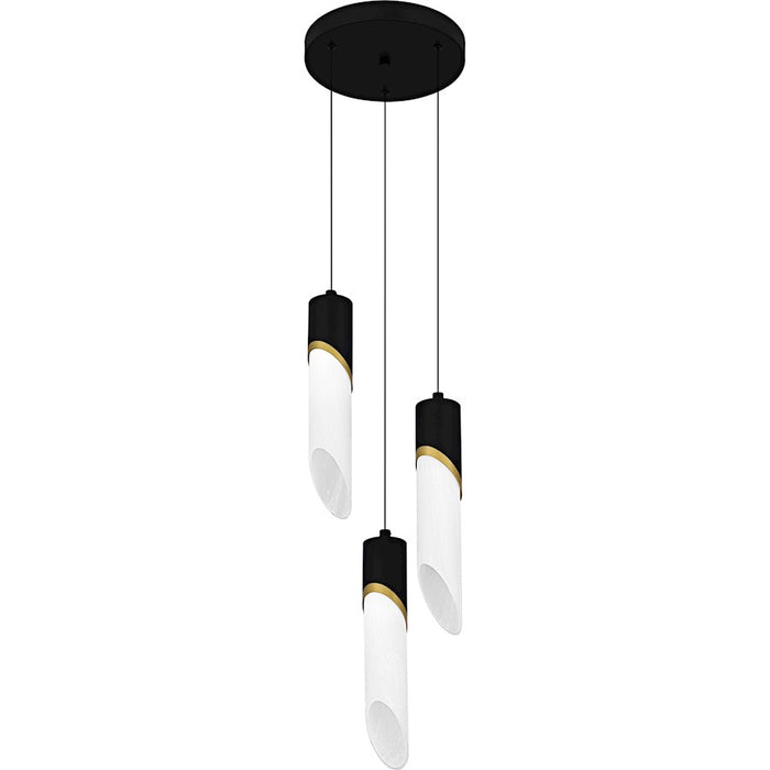 Quoizel Alys 3Light Pendant, Matte Black/Alabaster Glass