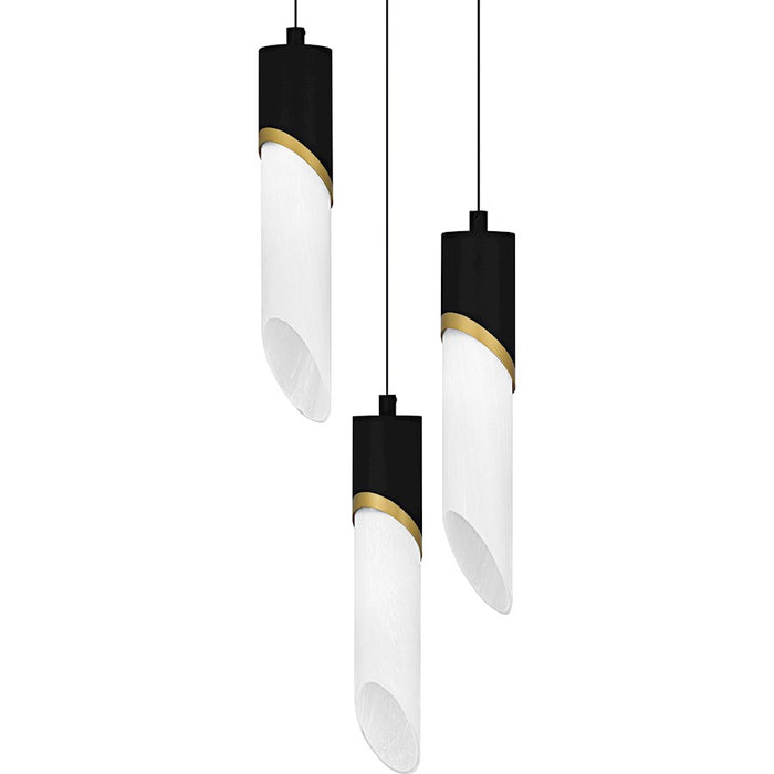 Quoizel Alys 3Light Pendant, Matte Black/Alabaster Glass