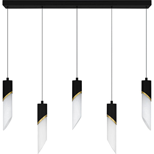 Quoizel Alys 2Light Island Light, Matte Black/Alabaster Glass
