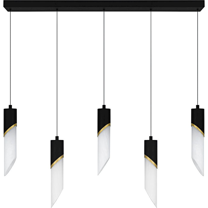 Quoizel Alys 2Light Island Light, Matte Black/Alabaster Glass