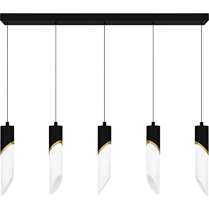 Quoizel Alys 2Light Island Light, Matte Black/Alabaster Glass