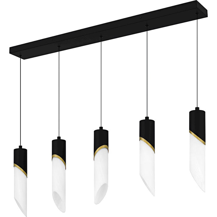 Quoizel Alys 2Light Island Light, Matte Black/Alabaster Glass