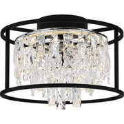 Quoizel Brillance 15in Flush Mount | Modern Matte Black and Clear Crystal Glass | Bedroom & Hallway Ceiling Light | Model PCBNC1615MBK