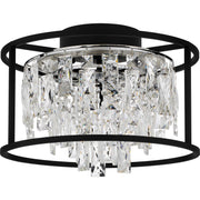 Quoizel Brillance 15in Flush Mount | Modern Matte Black and Clear Crystal Glass | Bedroom & Hallway Ceiling Light | Model PCBNC1615MBK