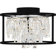 Quoizel Brillance 15in Flush Mount | Modern Matte Black and Clear Crystal Glass | Bedroom & Hallway Ceiling Light | Model PCBNC1615MBK