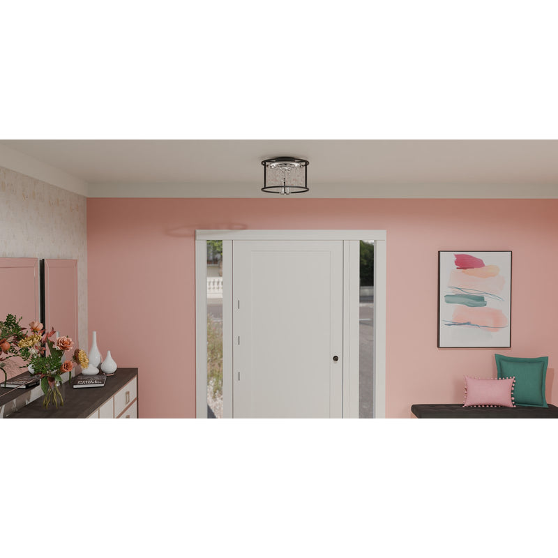 Quoizel Brillance 15in Flush Mount | Modern Matte Black and Clear Crystal Glass | Bedroom & Hallway Ceiling Light | Model PCBNC1615MBK